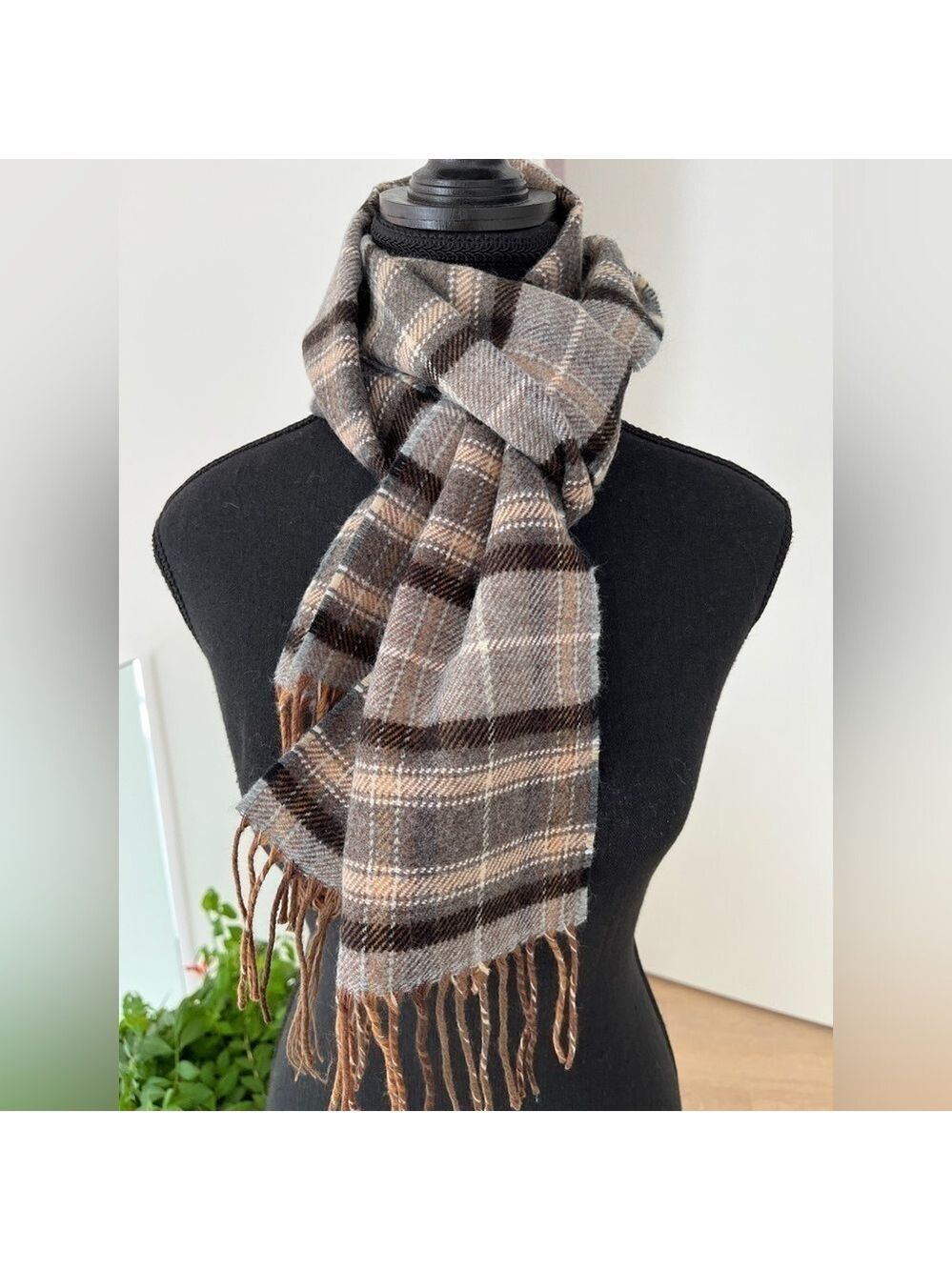 RETREAT Retro Acrylic Plaid Scarf Fringe Made Germany Winter Cozy Unisex